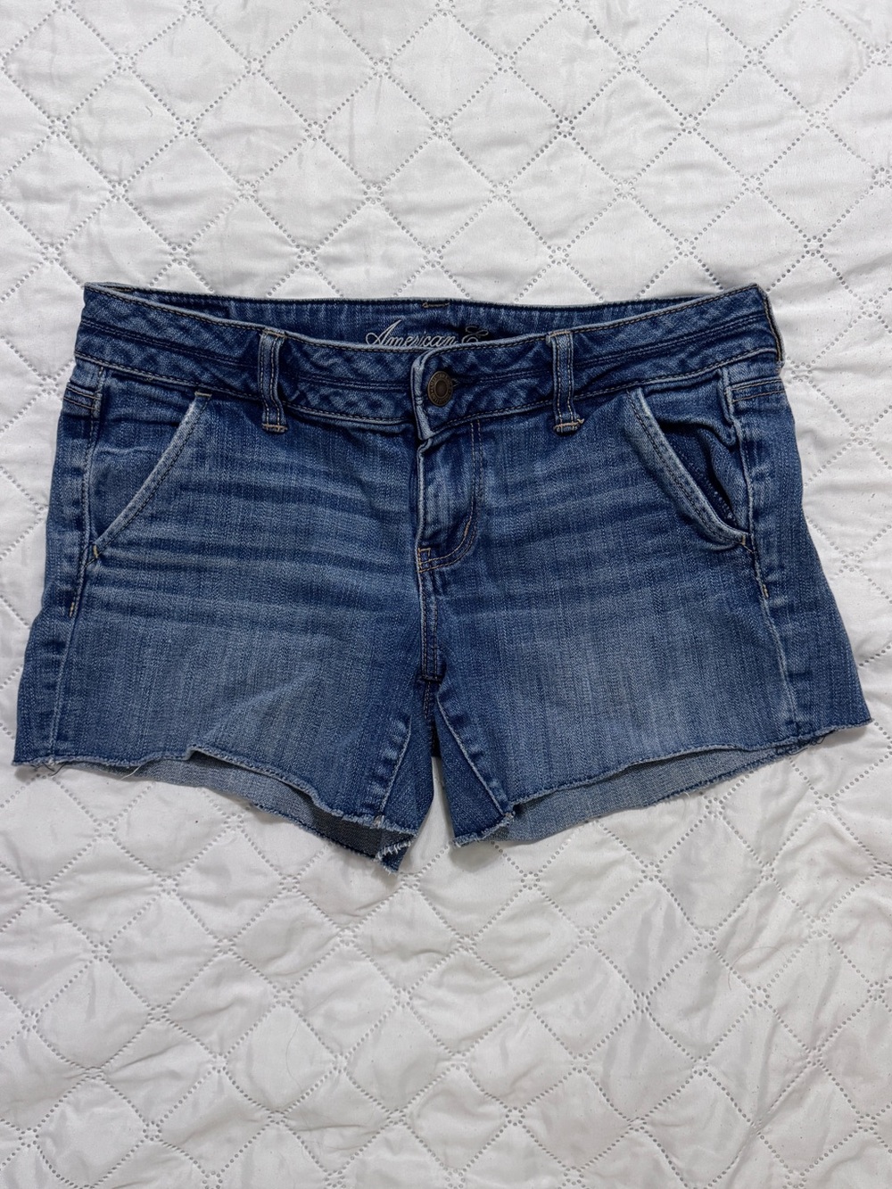 American Eagle Outfitters Blue Denim Raw Hem Jean Shorts